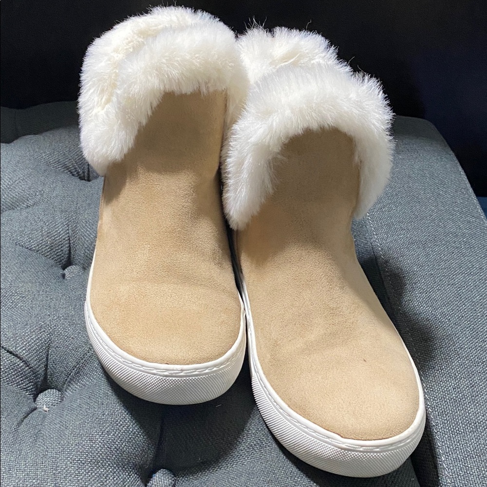 Cozy Tan Fur-Lined Women' Polacchino Donna Slip On Suede Beige Boots